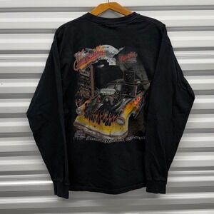 Vintage 2007 Chicago Car Show Flame Black Mens Large Long Sleeve Shirt